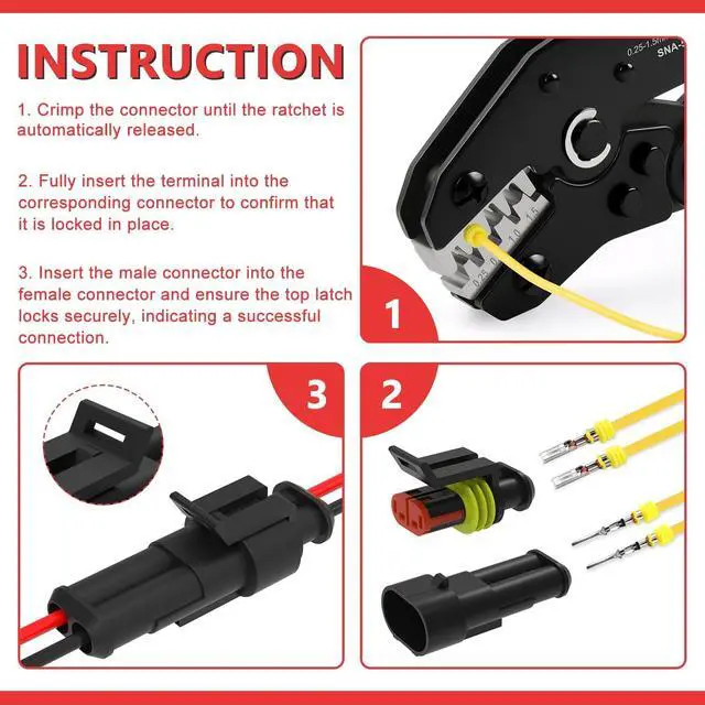 Alt view image 5 of 7 - 993PCS 68 Sets Automotive Weatherpack Connector Kit with Crimper 1/2/3/4/5/6 Pin Waterproof Auto Electrical Wire Connectors Weather Pack Connectors Crimping Tool 20-14 AWG