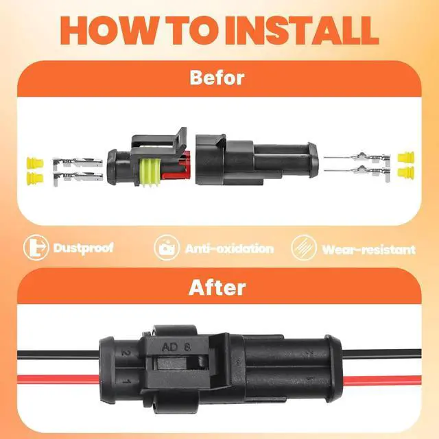 Alt view image 4 of 7 - 1008PCS 63 Sets Waterproof Automotive Wire Connectors Kit 1/2/3/4/5/6 Pin Automotive Replacement Electrical Accessories Plug Connectors Kit Male and Female Connector with Ratchet Crimping Tool