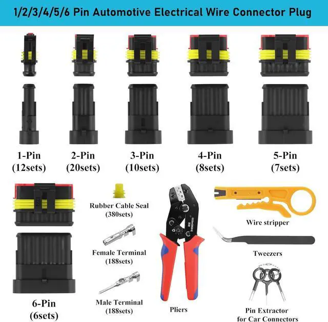 Alt view image 2 of 7 - 1014pcs 63 Sets,Waterproof Automotive Wire Connectors Kit, 1-6 Pin