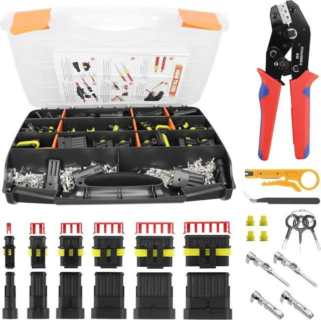 Main image of 1014pcs 63 Sets,Waterproof Automotive Wire Connectors Kit, 1-6 Pin