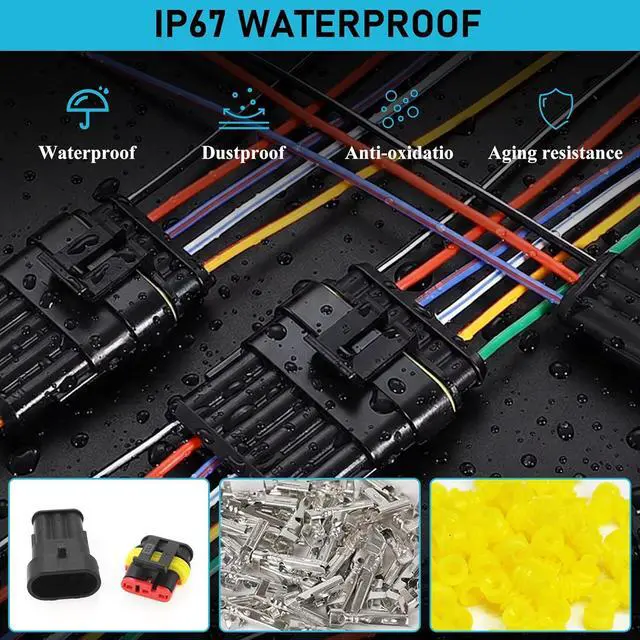 Alt view image 3 of 7 - 1014pcs 63 Sets,Waterproof Automotive Wire Connectors Kit, 1-6 Pin