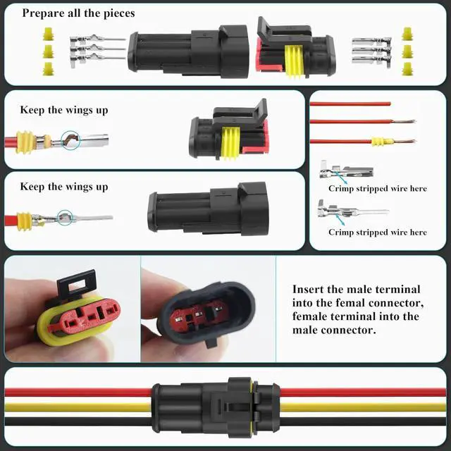 Alt view image 4 of 7 - 1014pcs 63 Sets,Waterproof Automotive Wire Connectors Kit, 1-6 Pin
