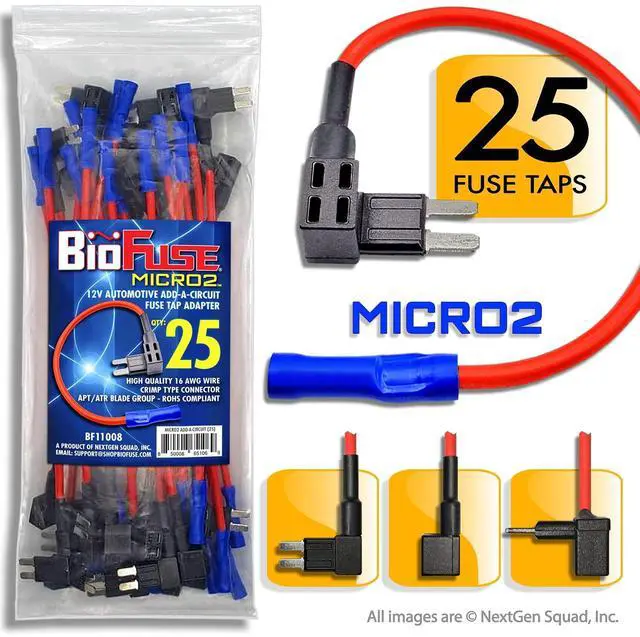 Alt view image 3 of 6 - 12V Micro2 25 Piece Add-a-Circuit Car Fuse Tap and Holders Pack (Lot of 25 Automotive Micro 2 Blade Fuse Adapters)