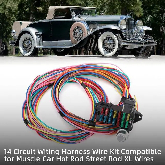 Alt view image 5 of 7 - 14 Circuit Wiring Harness Universal for Street Muscle Car Hot Rod Rat XL Copper Wire Harness 12V Fuse Wiring Harness Kit Compatible with Chevy Ford Chrysler Mopar Muscle Car