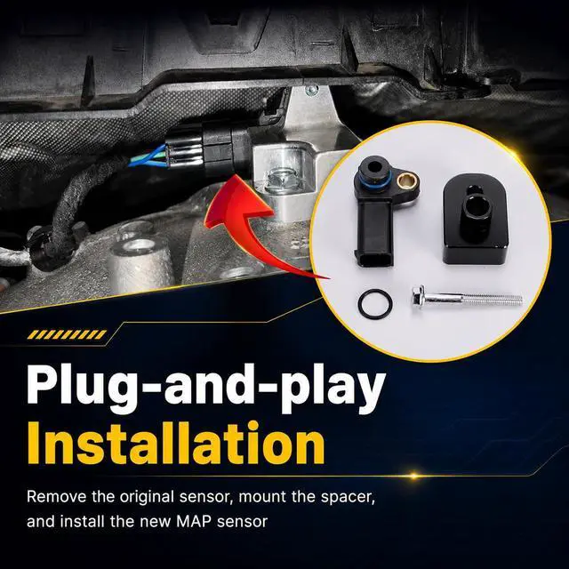 Alt view image 5 of 7 - 6.7L Powerstroke MAP Sensor with Black Spacer Kit for 2011-2019 Ford F-250 F-350 Super Duty Diesel, Manifold Absolute Pressure Sensor, Replaces BC3Z-9F479-A BC3Z9F479B BC3Q-9F479-AD CX2372
