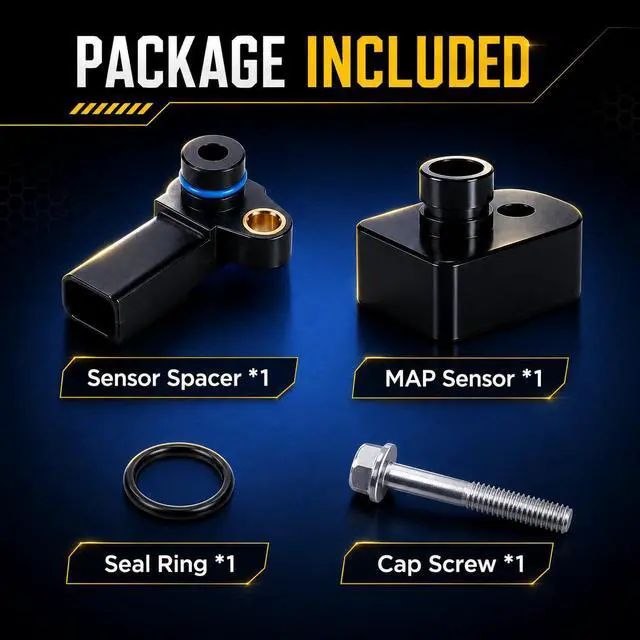 Alt view image 6 of 7 - 6.7L Powerstroke MAP Sensor with Black Spacer Kit for 2011-2019 Ford F-250 F-350 Super Duty Diesel, Manifold Absolute Pressure Sensor, Replaces BC3Z-9F479-A BC3Z9F479B BC3Q-9F479-AD CX2372