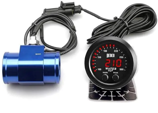 Main image of Universal 52mm Water Temperature Gauge with Alarm and 1/8 Npt Sensor Car Digital Meter Blue Display Temp 100-300F(-17~187C)
