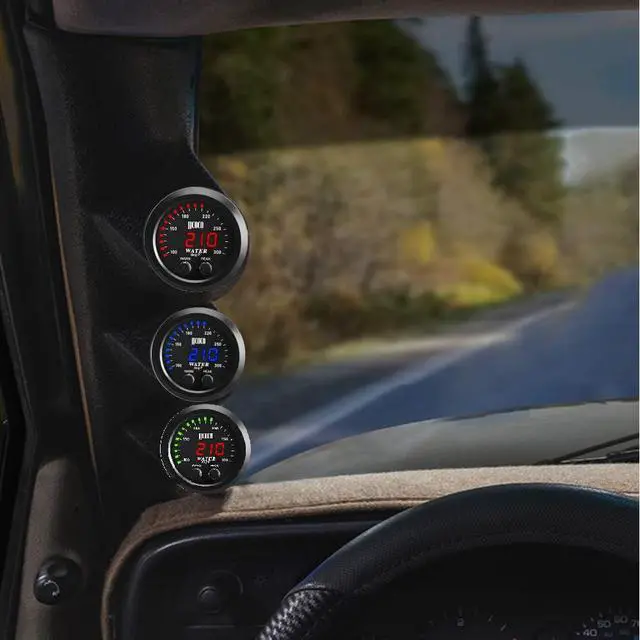Alt view image 6 of 7 - Universal 52mm Water Temperature Gauge with Alarm and 1/8 Npt Sensor Car Digital Meter Blue Display Temp 100-300F(-17~187C)