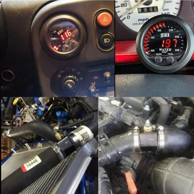 Alt view image 7 of 7 - Universal 52mm Water Temperature Gauge with Alarm and 1/8 Npt Sensor Car Digital Meter Blue Display Temp 100-300F(-17~187C)
