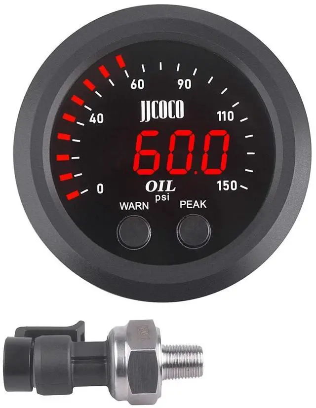 Main image of Universal Oil Pressure Gauge Kit 2-1/16" (52mm) 150 PSI - Digital Meter Red Display with 1/8NPT Electronic Sensor - for Boat Marine Car Auto Truck Automotive Gauge Sets