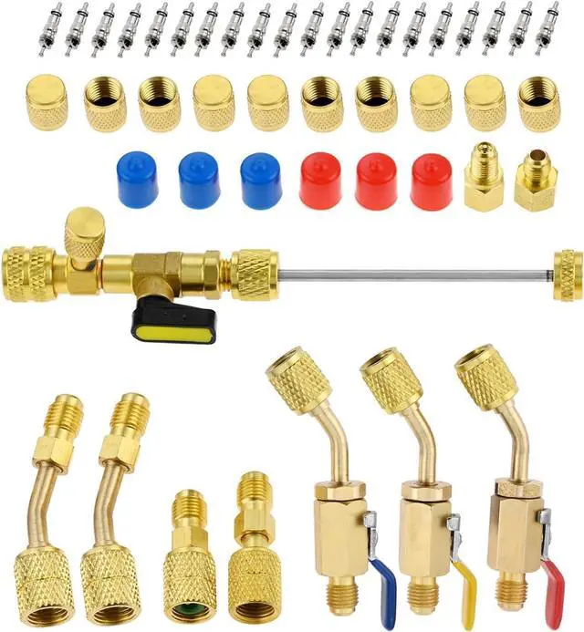 Main image of R12 R22 R410A Valve Core Remover Installer Kit,3PCS 45°Ball Valve Adapter