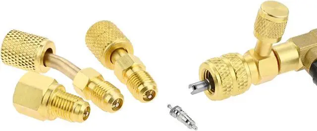 Alt view image 7 of 7 - R12 R22 R410A Valve Core Remover Installer Kit,3PCS 45°Ball Valve Adapter