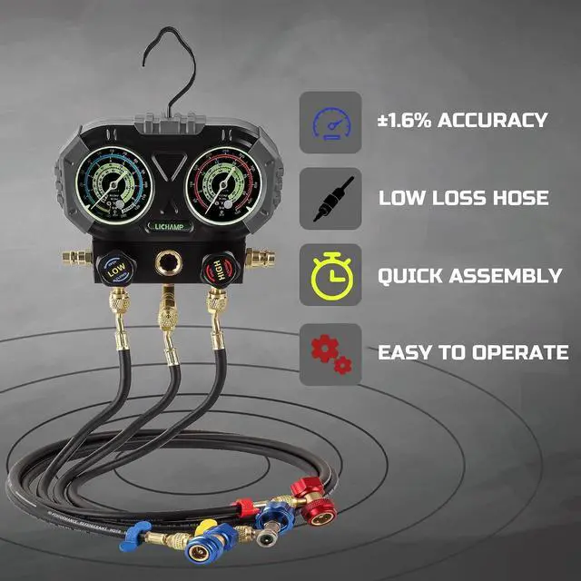 Alt view image 3 of 7 - AC R1234YF R134A Gauge Set, Automotive Manifold Gauge Compatible with R1234YF and R134A Refrigerants, Works on Car Freon Charging and Evacuation