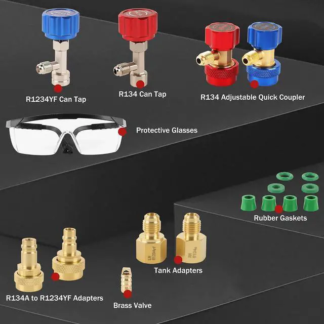 Alt view image 4 of 7 - AC R1234YF R134A Gauge Set, Automotive Manifold Gauge Compatible with R1234YF and R134A Refrigerants, Works on Car Freon Charging and Evacuation