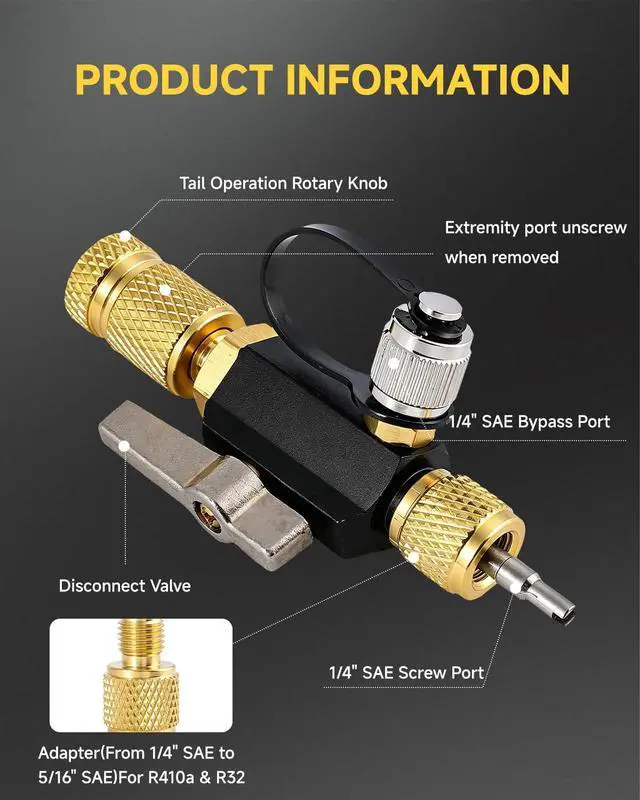 Alt view image 4 of 6 - HVAC Valve Core Removal Tool,1/4"& 5/16" Dual Valve Core Remover, Mega Flow Vacuum-Rated Core Removal Tool HVAC, 20 Microns Vacuum, HVAC Tools for R134A R32 R410A R22 R12 R407 R1234yf