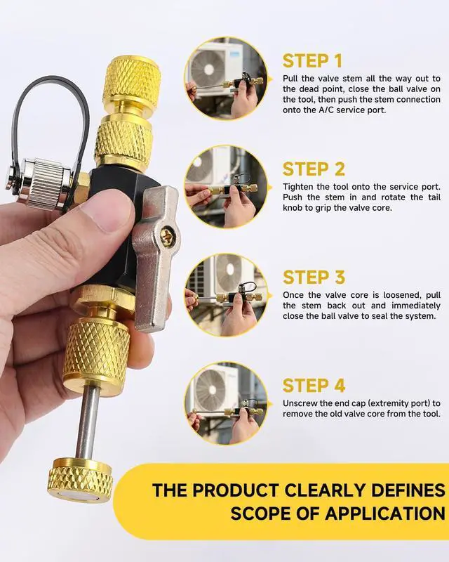 Alt view image 5 of 6 - HVAC Valve Core Removal Tool,1/4"& 5/16" Dual Valve Core Remover, Mega Flow Vacuum-Rated Core Removal Tool HVAC, 20 Microns Vacuum, HVAC Tools for R134A R32 R410A R22 R12 R407 R1234yf