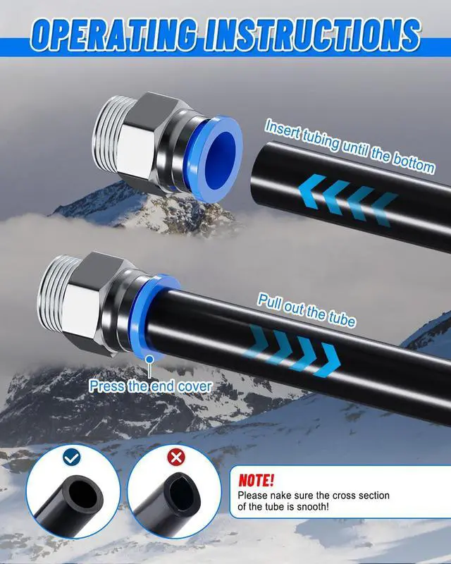 Alt view image 6 of 7 - 116PCS Quick Connect Air Hose Fitting Kit, 1/8" 1/4" 3/8" 1/2" Push to Connect Fittings Kit, Nylon Tubing Air Line Quick Release Pneumatic Connectors for Air Brake System or Fluid Transfer