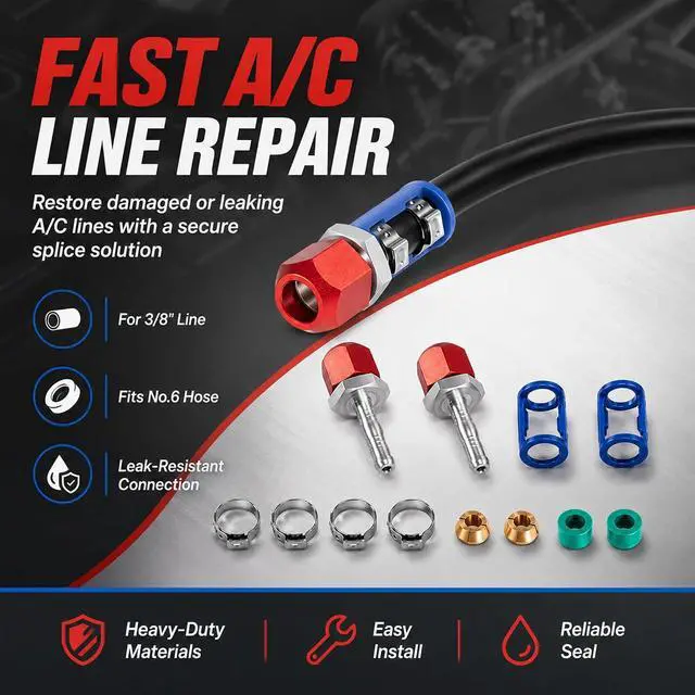 Alt view image 4 of 7 - 800-671 A/C Line Splice Connector Kit for 3/8" Line with No.6 Hose, Heavy-Duty AC Hose Splicer Coupler Repair Kit, 24" Hose Air Conditioning Repair Kit for Automotive AC Systems