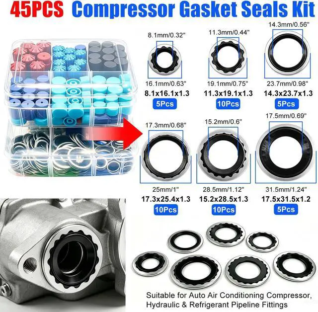 Alt view image 3 of 7 - 5 Set Car A/C Repair Kit, Rubber O-Rings, AC Valve Core, Cap & Valve Core Remover Hook Pick Tools, Compressor Seal Replacement Set for Automotive Air Conditioner Refrigerant System Maintenance
