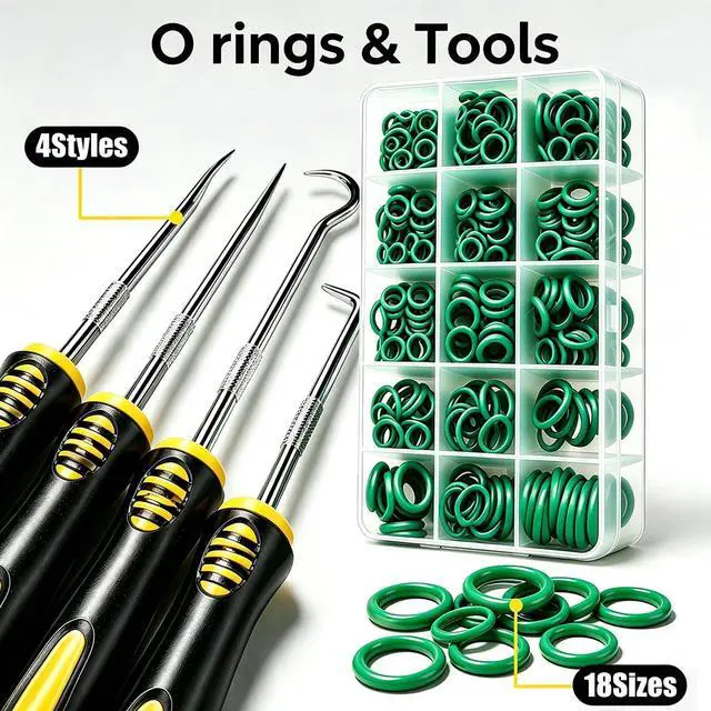 Alt view image 5 of 7 - 5 Set Car A/C Repair Kit, Rubber O-Rings, AC Valve Core, Cap & Valve Core Remover Hook Pick Tools, Compressor Seal Replacement Set for Automotive Air Conditioner Refrigerant System Maintenance
