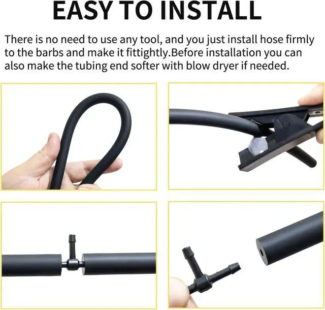 Alt view image 5 of 7 - Silicone Vacuum Hose Kit 10FT 6PCS 1/8" 5/32" 3/16" 1/4" 5/16" 3/8" With Vacuum Connector 12 Sizes 113PCS,Tube Cutter,Matte Black Tubing,Automotive Marine & Industrial Use