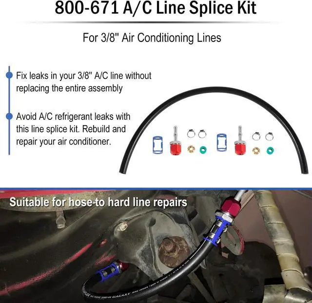 Alt view image 3 of 7 - 800-671 A/C Line Splice Kit for 3/8 Line With No.6 Hose, A/C Air Conditioning Repair Splice Connector, Universal Fit For 3/8'' Hose to Hard Lines Repair