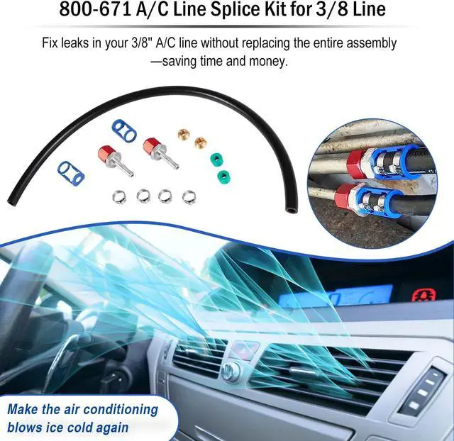 Alt view image 5 of 7 - 800-671 A/C Line Splice Kit for 3/8 Line With No.6 Hose, A/C Air Conditioning Repair Splice Connector, Universal Fit For 3/8'' Hose to Hard Lines Repair