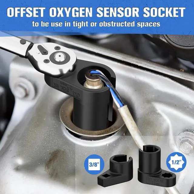Alt view image 3 of 5 - 7-Piece O2 Oxygen Sensor Socket and Thread Chaser Set, 3/8" & 1/2" Drive for 1-1/16", 7/8", 27mm, 22mm for O2, Oil Pressure, Vacuum & Thermal Sensor Removal, CR-MO Steel