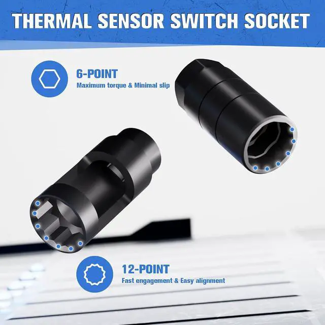 Alt view image 5 of 5 - 7-Piece O2 Oxygen Sensor Socket and Thread Chaser Set, 3/8" & 1/2" Drive for 1-1/16", 7/8", 27mm, 22mm for O2, Oil Pressure, Vacuum & Thermal Sensor Removal, CR-MO Steel