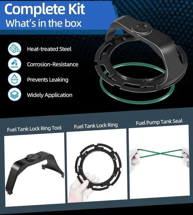 Alt view image 7 of 7 - Fuel Pump Tank Seal & Lock Ring Tool Kit Compatible with GM, Chevy, Ford, Chrysler, Dodge, Jeep, and More, 911-245 Fuel Tank O-ring, LO164 Fuel Tank Lock Ring, 6599 Fuel Tank Lock Ring Wrench Tool