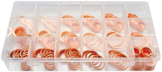 Alt view image 4 of 7 - 18 Sizes Copper Oil Drain Plug Gaskets/Crush Washers Assortment Kits (168pcs)