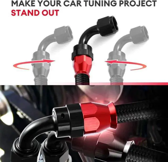 Alt view image 5 of 7 - 6AN 25FT PTFE Fuel Line Kit, AN6 3/8" LS Swap EFI E85 Nylon Stainless Steel Braided Fuel Hose With 26PCS PTFE Fuel Hose End Fitting & AN Fitting Wrench