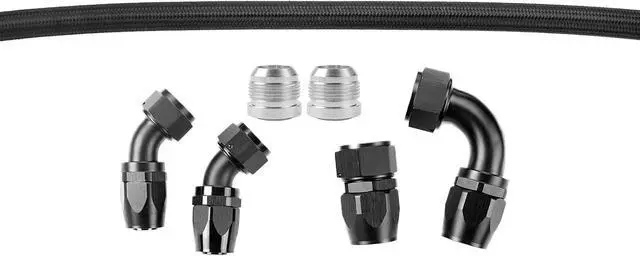 Alt view image 5 of 7 - 16AN Fuel Line Kit, AN16 Nylon Braided CPE Rubber Hose Oil Cooling Line, 5 Feet Hose With AN16 0 Deg,45 Deg,90Deg Fittings