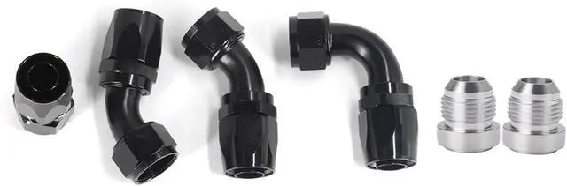 Alt view image 6 of 7 - 16AN Fuel Line Kit, AN16 Nylon Braided CPE Rubber Hose Oil Cooling Line, 5 Feet Hose With AN16 0 Deg,45 Deg,90Deg Fittings