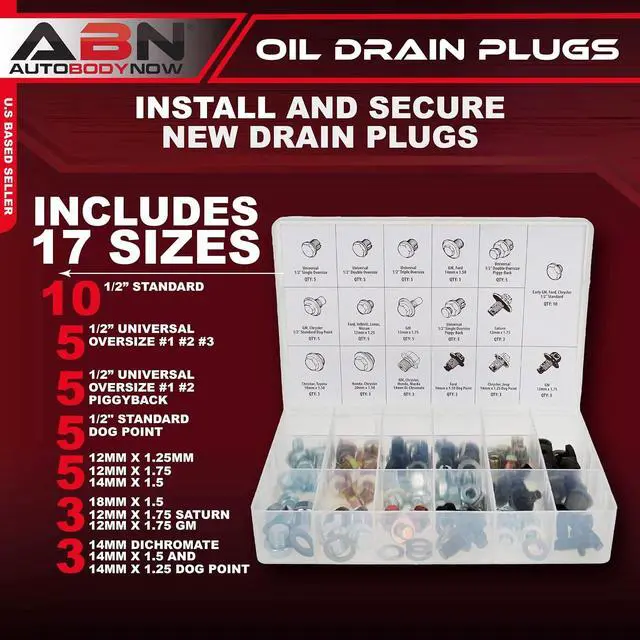 Alt view image 2 of 7 - Oil Drain Plug 76pc Assortment SAE & Metric Drain Plugs & Washer Gasket Set Compatible with Jeep GM Ford Toyota