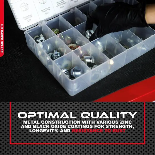 Alt view image 5 of 7 - Oil Drain Plug 76pc Assortment SAE & Metric Drain Plugs & Washer Gasket Set Compatible with Jeep GM Ford Toyota