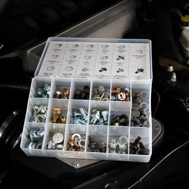 Alt view image 7 of 7 - Oil Drain Plug 76pc Assortment SAE & Metric Drain Plugs & Washer Gasket Set Compatible with Jeep GM Ford Toyota