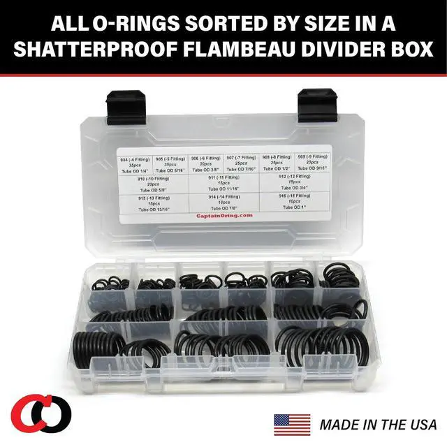 Alt view image 5 of 6 - - ORB BOSS Hydraulic Fitting SAE 900 O-Ring Seal Kit (Buna-N 70-255 Piece Kit, 12 Sizes)