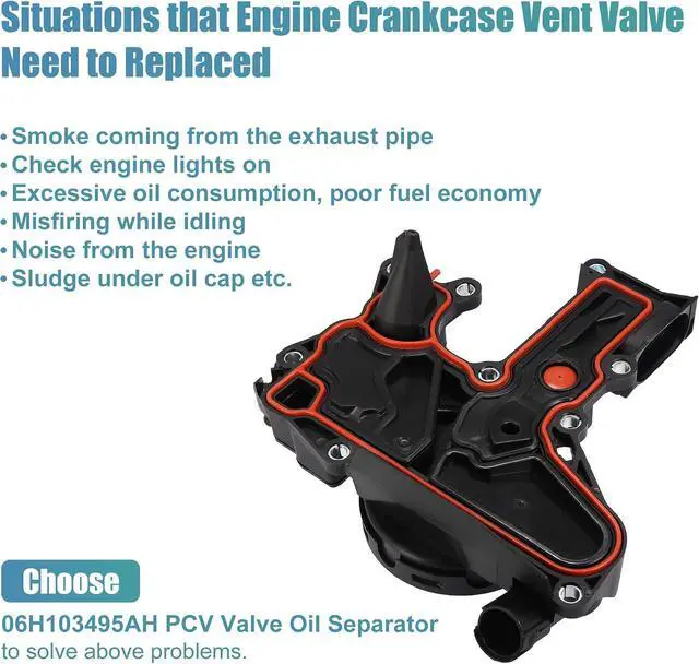 Alt view image 6 of 7 - PCV Valve Engine Crankcase Vent Oil Separator Breather Hose Exhaust Pipe Kit 06H103495AH for VW Beetle CC Jetta GTI Passat Tiguan for Audi A3 A4 A5 Q5 TT 2.0L L4 ONLY