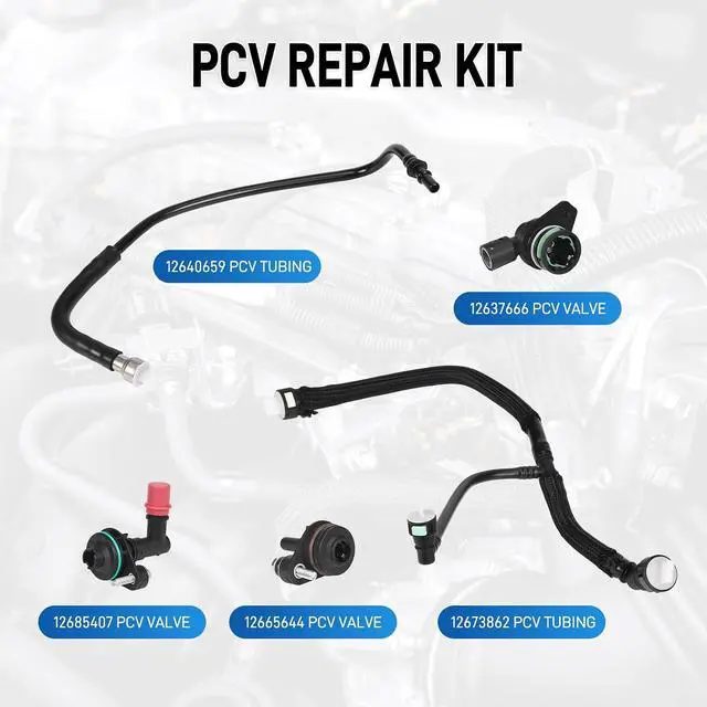 Alt view image 2 of 7 - 5pcs 12640659 12637666 12673862 12665644 12685407 PCV Valve & Tube Kit