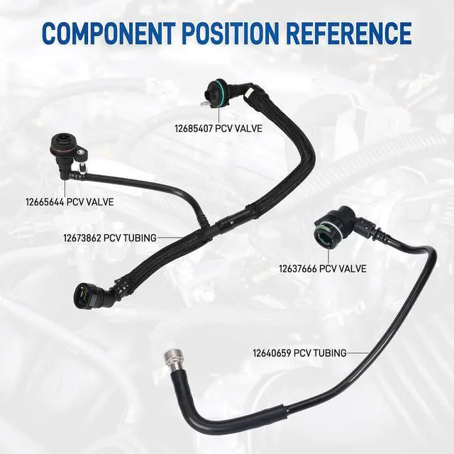 Alt view image 3 of 7 - 5pcs 12640659 12637666 12673862 12665644 12685407 PCV Valve & Tube Kit