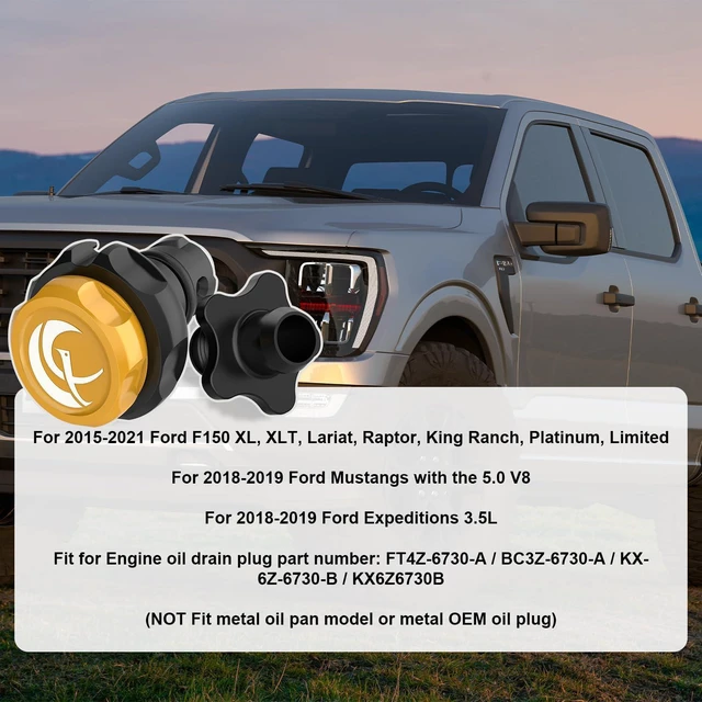 Alt view image 5 of 7 - Engine Oil Drain Plug, Replacement Yellow Plastic Plug for Ford F-150 2015+, Raptor, Mustang, Bronco V6, 2024+ Ranger/Ranger Raptor, Replaces BC3Z-6730-A, FT4Z-6730-A, KX6Z-6730-B