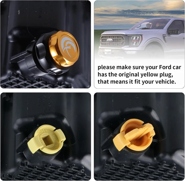 Alt view image 2 of 7 - Engine Oil Drain Plug, Replacement Yellow Plastic Plug for Ford F-150 2015+, Raptor, Mustang, Bronco V6, 2024+ Ranger/Ranger Raptor, Replaces BC3Z-6730-A, FT4Z-6730-A, KX6Z-6730-B