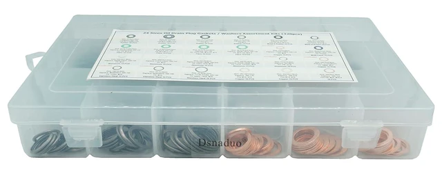 Alt view image 5 of 6 - 320PCS 24 Sizes Master Oil Drain Plug Gasket Washer Assortment Kit, Replaces 11026-01M02, 097-119, 097-139, 097-021, 097-025, 803916010, MD050317, APC93000