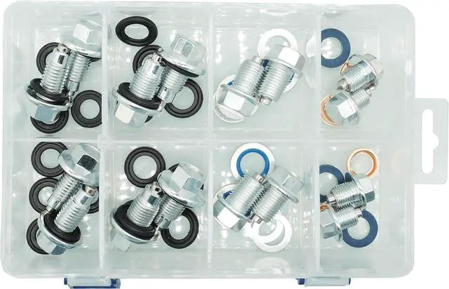 Alt view image 4 of 6 - 4PCS M12x1.75MM, 4PCS M14x1.5MM, 4PCS M14x1.5MM, 4PCS M12x1.25MM, Magnetic Engine Oil Drain Plug Assortment, fit for Select Models, with 32PCS Gaskets