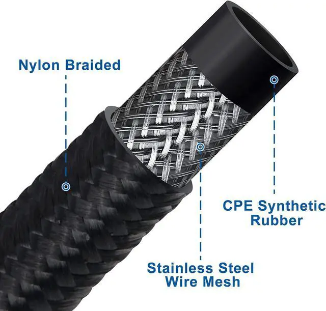 Alt view image 4 of 7 - 10AN Fuel Line Kit AN10 Nylon Braided Fuel Line Hose Fitting Kit CPE 20FT Black