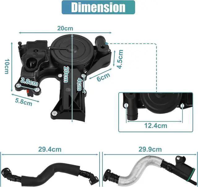 Alt view image 7 of 7 - PCV Valve Engine Crankcase Vent Oil Separator Breather Hose Exhaust Pipe Kit 06H103495AH for VW Beetle CC Jetta GTI Passat Tiguan for Audi A3 A4 A5 Q5 TT 2.0L L4 ONLY