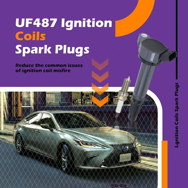 Alt view image 2 of 7 - UF487 Ignition Coils & Spark Plugs for 2007-2017 Toyota Camry, 2008-2017 Highlander, 2007-2016 Sienna, 2006-2012 RAV4, 2007-2018 Lexus ES350 3.5L, Replaces 90919-02255 673-1309 (6 PCS)