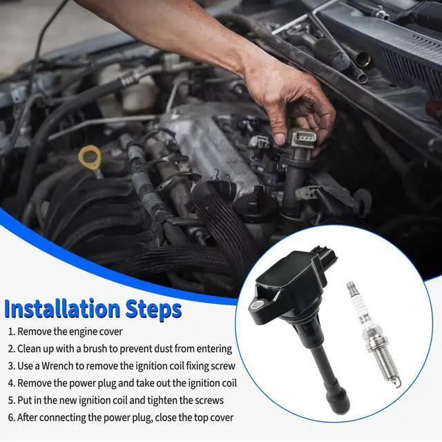 Alt view image 7 of 7 - 4PCS Ignition Coil Pack & Iridium Spark Plugs Compatible with 2007-2018 Nissan Altima Rogue Sentra Cube Versa Frontier NV200, Infiniti QX60 1.6L 1.8L 2.0L 2.5L L4 Replace UF549 & 9029