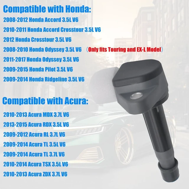 Alt view image 2 of 6 - Ignition Coil & Iridium Spark Plugs Set of 6pcs UF603 C1624, Compatible with Honda Pilot Accord Odyssey Ridgeline Acura MDX RDX TSX ZDX RL TL 3.5L 3.7L V6